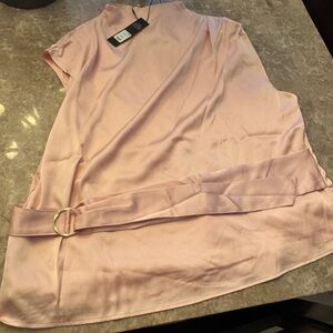Fashion Nova Blush Satin Belted Top